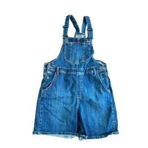 Lee Denim Bib Overall Shorts Womens M Blue Jean Pockets Shortalls Tomboy